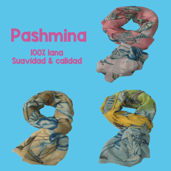 pashmina estampada de lana