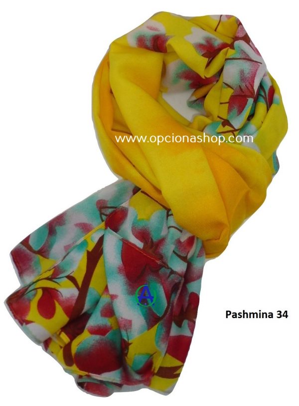 Pashmina amarilla floreada