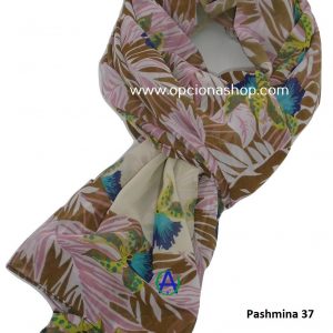 Pashmina estampada hojas y flores