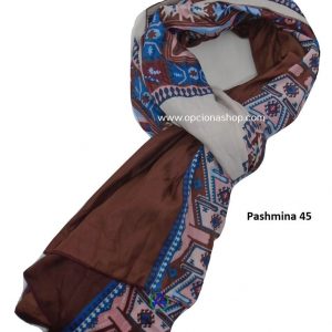 Pashmina café estampado grecas