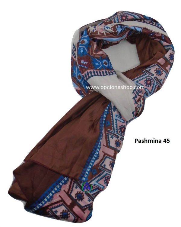 Pashmina café estampado grecas