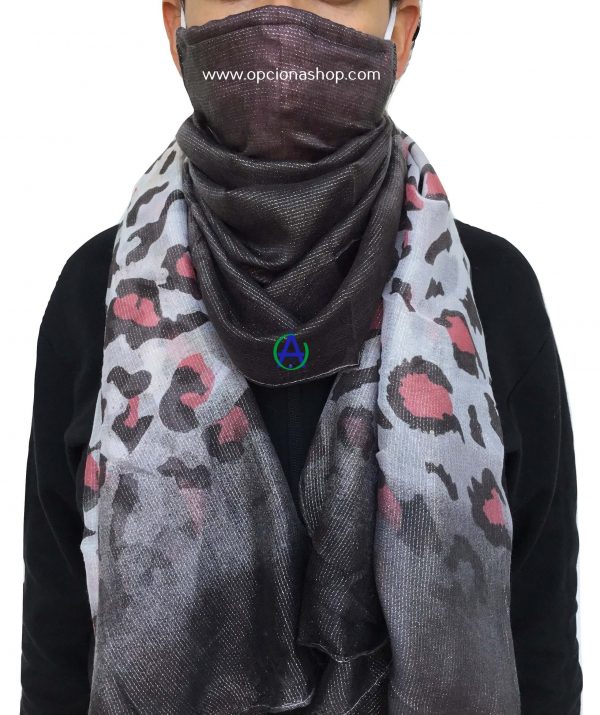 Pashmina animal print con cubreboca