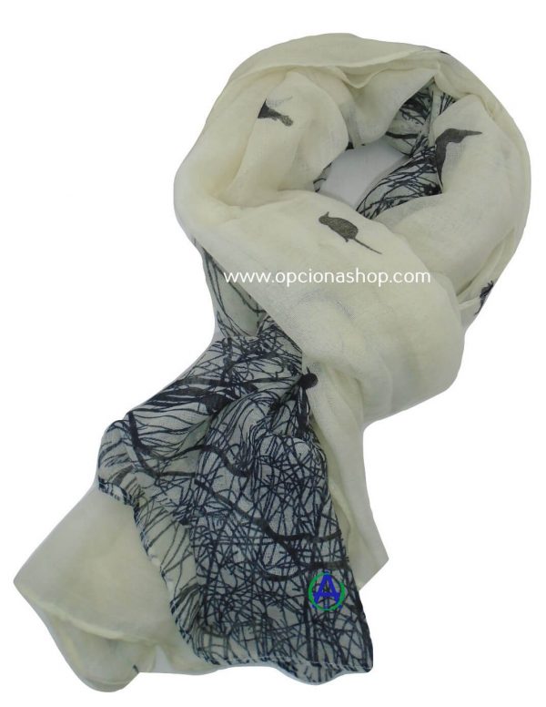 Pashmina pájaros en ramas