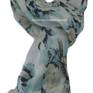 Pashmina floreada con pájaros