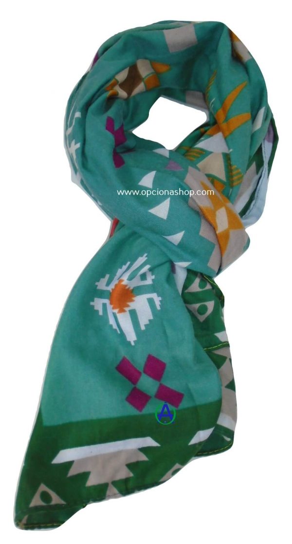 Pashmina verde con figuras