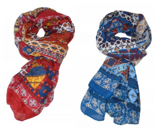 Pashmina cuadrada con figuras