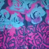 Pashmina Floreada Azul Con Rosa