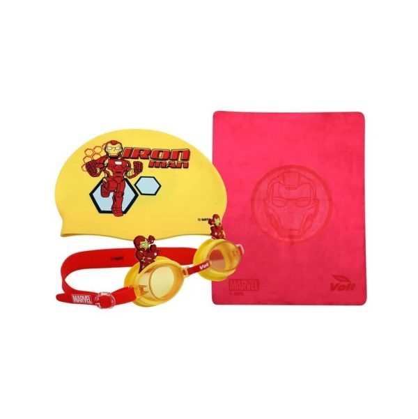 Set De Natación Iron Man Goggle Gorra Toalla Marvel Voit