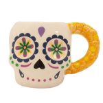 Taza Calavera Mexicana Flores