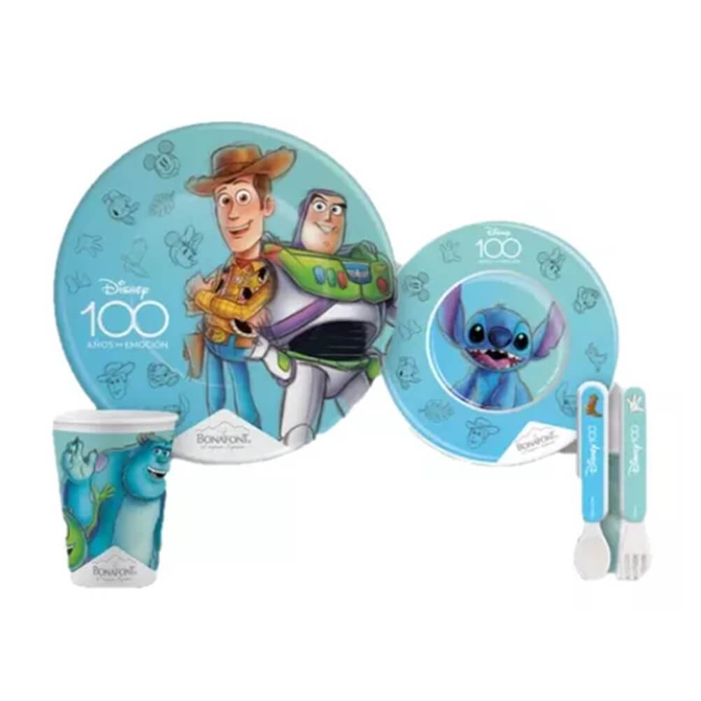 Vajilla Melamina Disney 100 Años Tazón Plato Vaso Cubiertos
