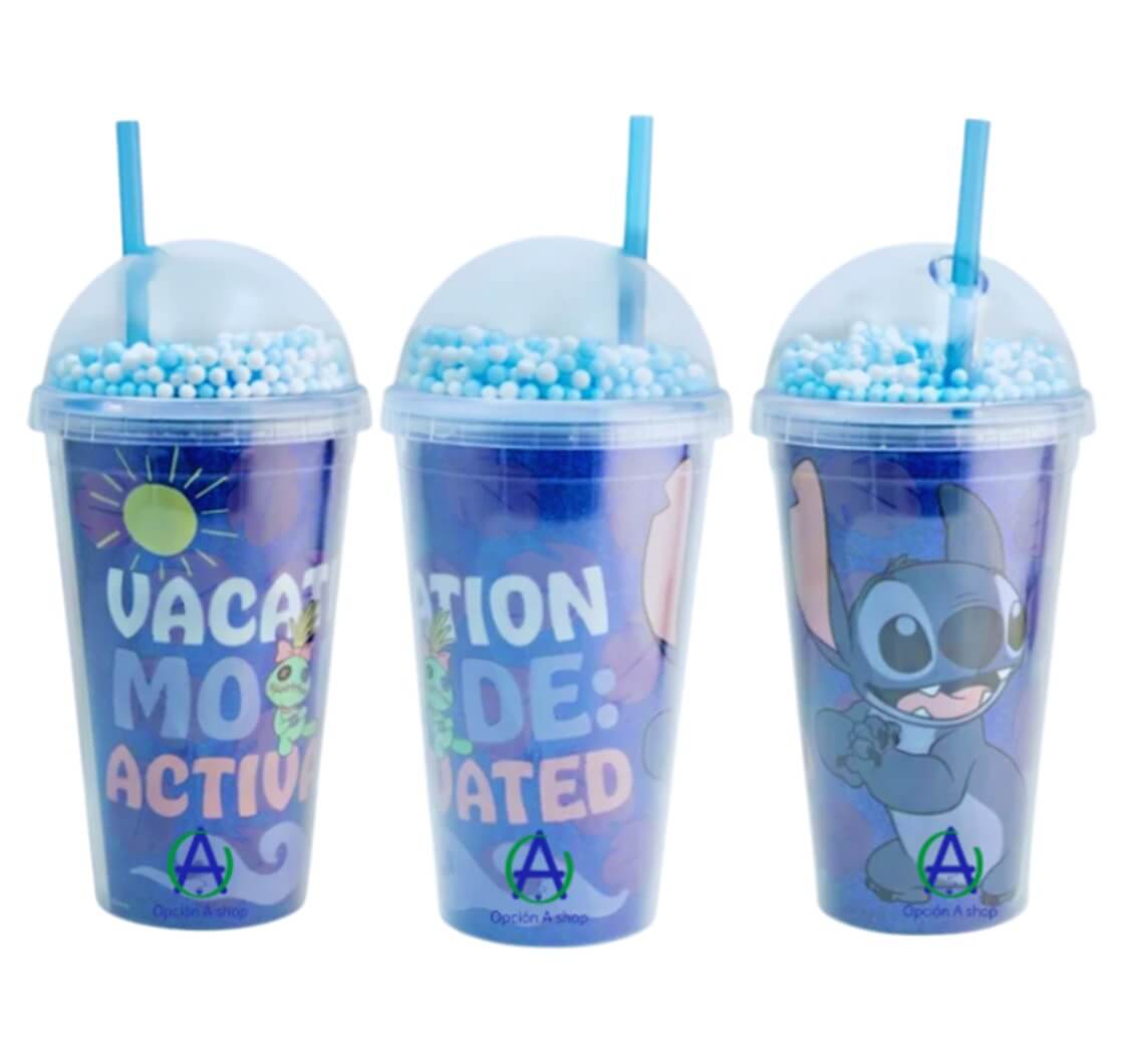 Vaso Stitch Tapa Domo Y Popote