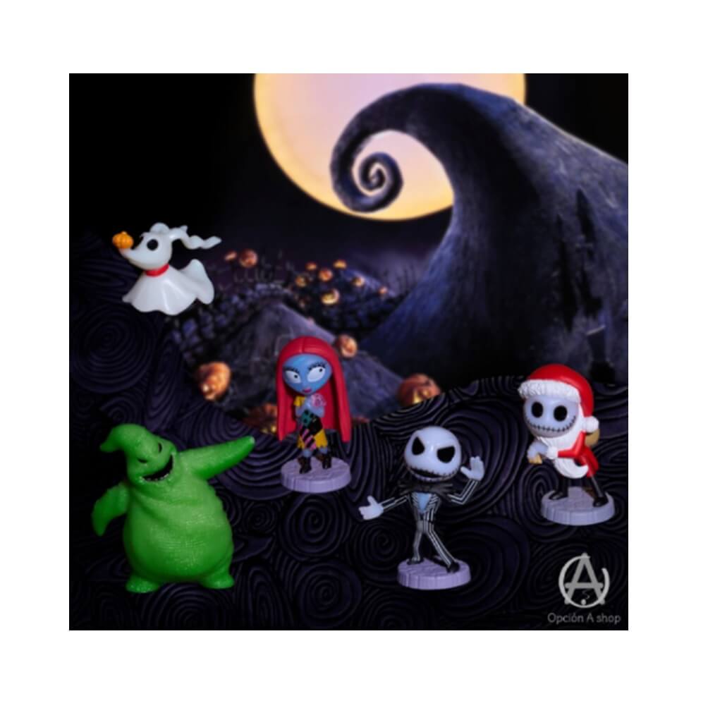 Jack Skellington, Santa Jack, Sally, Oogie Boogie y Zero